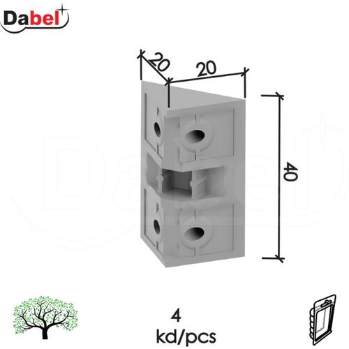 Dabel ugaonik za nameštaj u9000 siva 20x20x40 mm (4kom) Cene