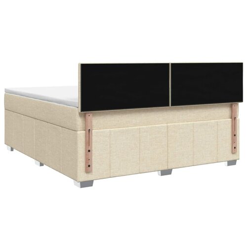  Boxspring krevet s madracem Krem 160 x 200 cm Tkanina - Krem 160 x 200 cm Dizajn s rombovima Slike