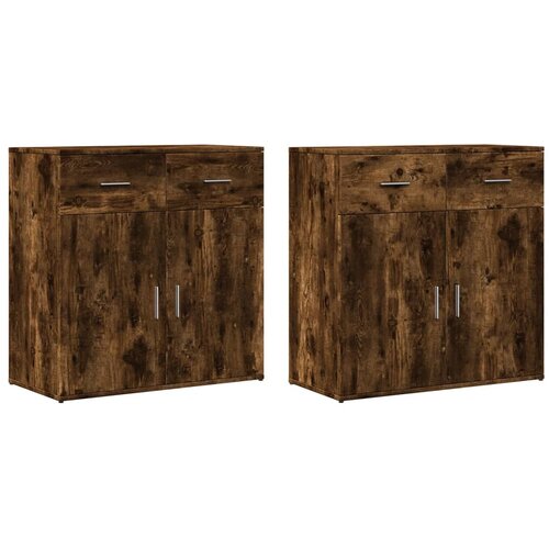 Maison Chic Komoda - Predalnik 2 kosa dimljeni hrast 79x38x80 cm inženirski les, (21721963) Slike