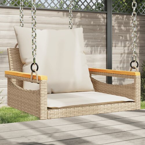 VidaXL Klupa za ljuljanje s jastucima bež 63x62x40 cm od poliratana Slike