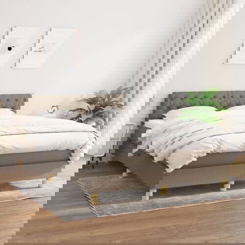 The Living Store Box spring postelja z vzmetnico taupe 140x200 cm blago - Box Spring Postelja, (21512468) Slike