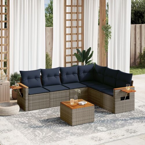 vidaXL 7-dijelni set vrtnih sofa od poliratana s jastucima sivi Cijene