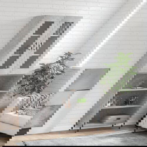 vidaXL Visoka komoda siva betona 69 5x34x180 cm od konstruiranog drva Cijene