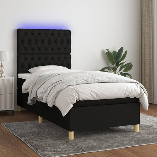 The Living Store Box spring postelja z vzmetnico LED črna 80x200 cm blago - Box Spring Postelja, (21438692) Cene