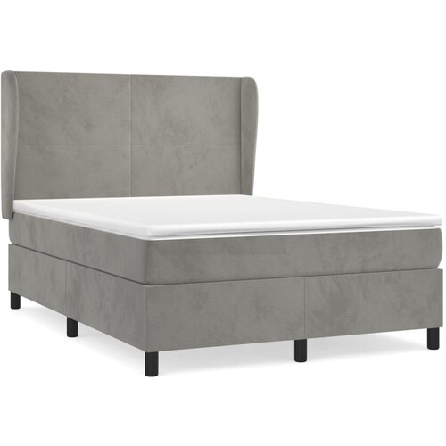 VidaXL Box spring postelja z vzmetnico svetlo siv 140x190 cm žamet, (20790173) Slike