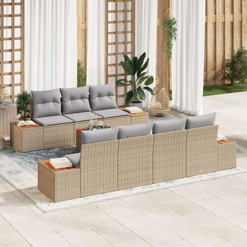  Set od 8 dijelova sofasa za vrt s jastučićima bež poli ratan akacija Cijene