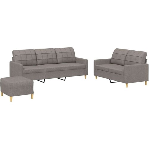  3-dijelni set sofa s jastucima smeđesivi od tkanine Slike