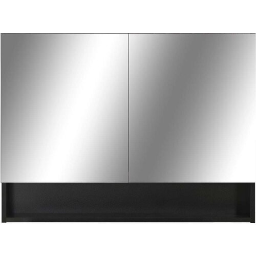 VidaXL lED kupaonski ormarić s ogledalom crni 80 x 15 x 60 cm MDF Slike