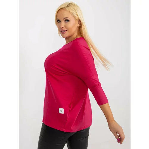 Fashion Hunters Basic blouse fuchsia size plus with 3/4 sleeves