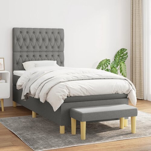 Krevet s oprugama i madracem tamnosivi 90 x 190 cm od tkanine Slike