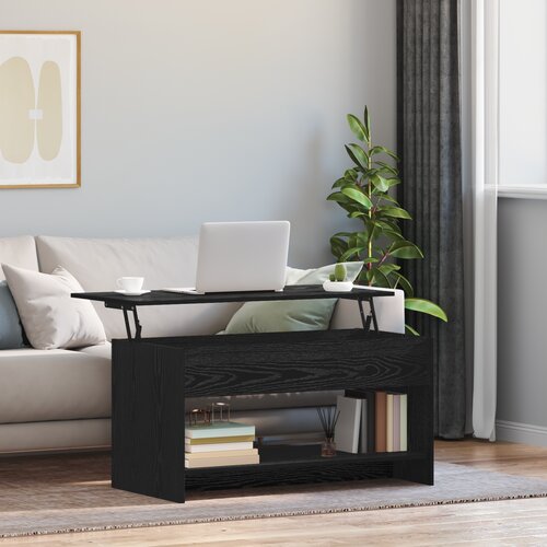 VidaXL Klubska miza Črni hrast 102 x 50 x 52.5 cm Konstruiran les Slike