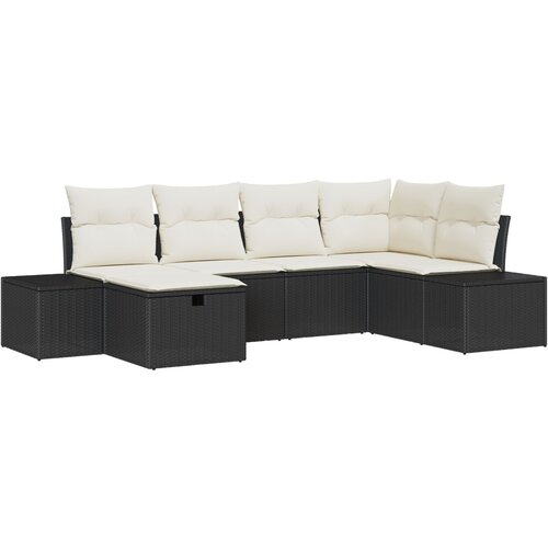 vidaXL Set od 6 vrtnih sofa s jastučićima, crni poli ratan Cijene