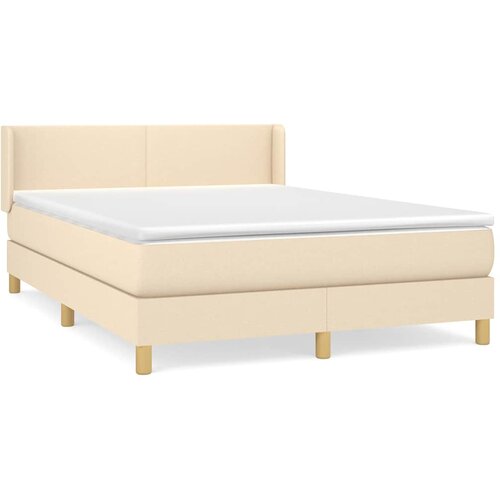  Krevet s oprugama i madracem krem 140x200 cm od tkanine Slike