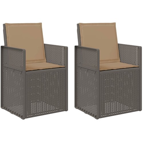  Vrtne stolice za blagovanje 2 pcs Svijetlosiva i taupe PP - Svijetlo siva i taupe s jastučićem za sjedenje i leđa Cene