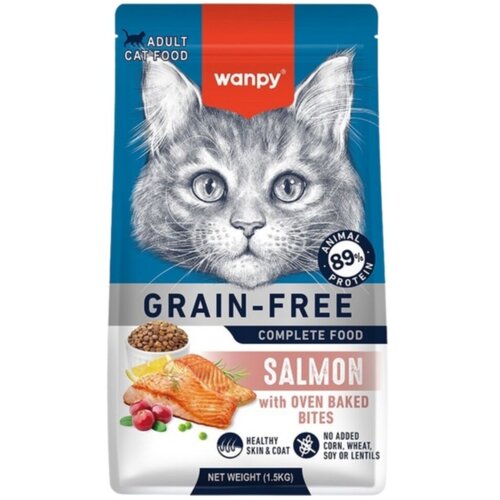 WANPY Suva hrana za mačke Grain Free, Losos, 1,5kg Slike