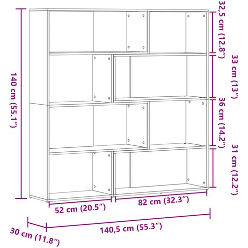  Kutni regal za knjige 4 razine boja hrasta 85x85x140 cm drveni Slike