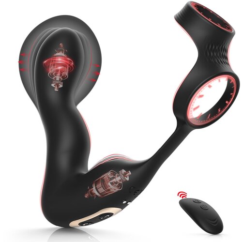 SuperLove Inflatable Prostate Massager Anal Lock with Remote Black Slike