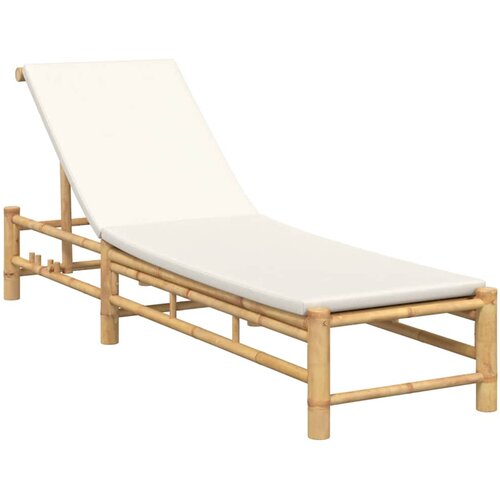 VidaXL Ležaljka s jastucima 55x199x30 cm Bambus - Krem bijela 1 Slike