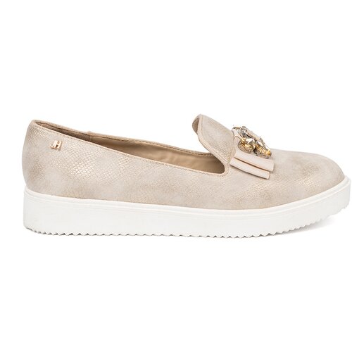 Shelvt Gold loafers with jewellery detail on the front Slike