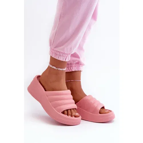 Kesi Lightweight Women's Foam Wedge and Platform Slippers - Pink Tendrea