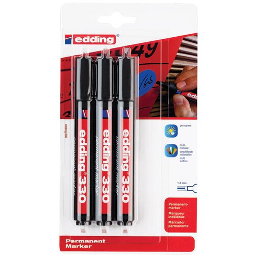 Marker PERMANENTNI 1-5MM KLINASTI VRH EDDING 330/3 CRNI BLISTER Cene