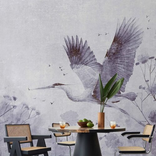 Foto tapeta - Majestic flight - a crane in flight in monochrome 200x140 Vodootporna Cijene