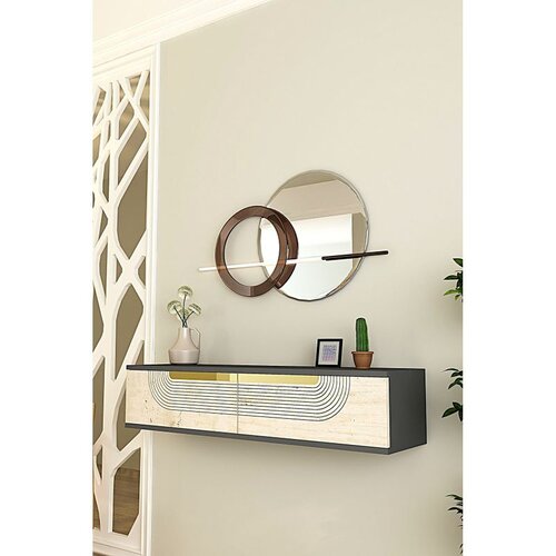 Hanah home komoda Meyra 120, 120 cm, antracit / travertin / zlatna Cene
