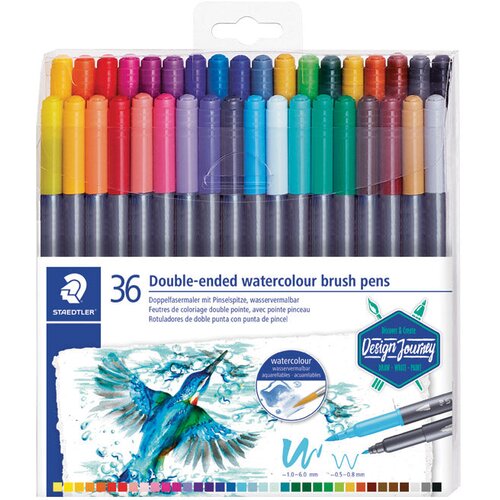 Flomaster 36boja obostrani akvarel design journey staedtler 3001 tb36 blister Slike