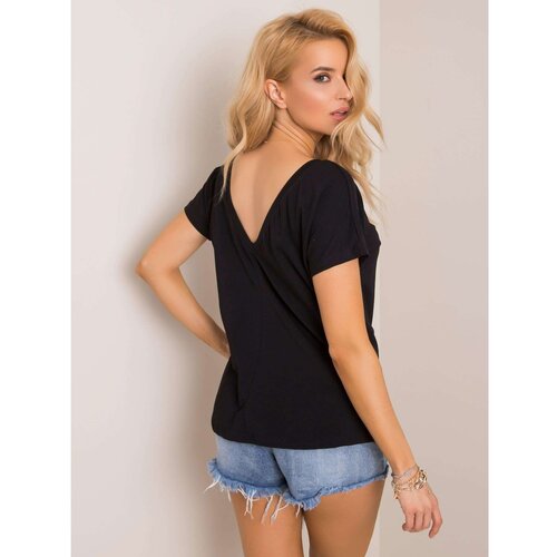 Fashion Hunters RUE PARIS Black T-shirt with golden inscription Slike