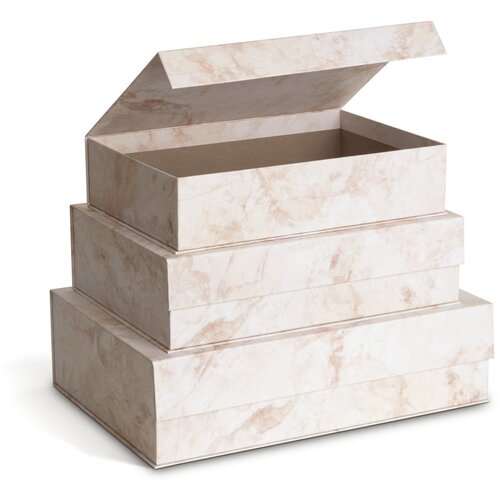 Bigso Bež kartonske kutije za pohranu u setu 3 kom s poklopcem/dekorativne 42,5x29,5x13 cm Kian Paper Laminate – Cijene