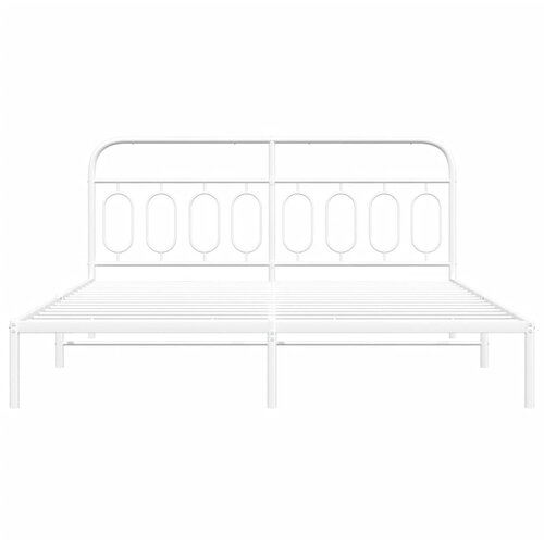  Metalni okvir za krevet s uzglavljem bijeli 160x200 cm Slike