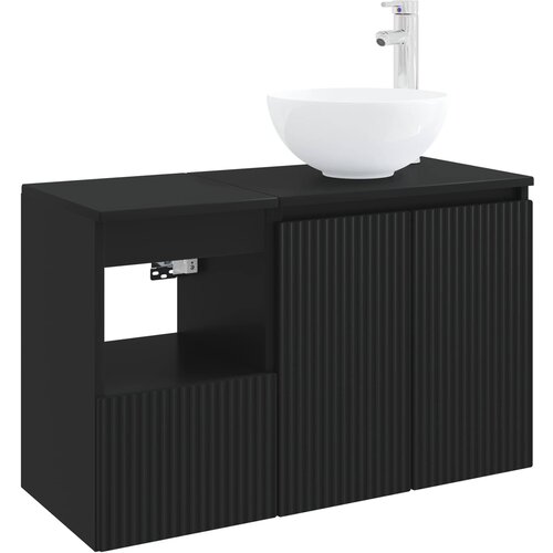  Set namje&amp;scaron;taja za kupaonicu 2 kom. Crna Konstruirano drvo 49,5 x 41 x 80 cm Slike