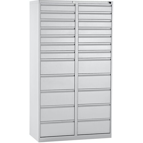 eurokraft basic Predalnik, jeklen, VxŠxG 1800 x 1000 x 500 mm, 24 predalov, barva predalov svetlo siva Cene