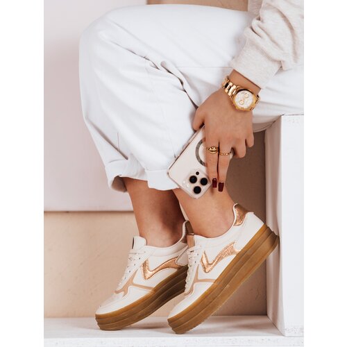 DStreet Sportowe sneakersy damskie SPARKSOLO beżowe Slike