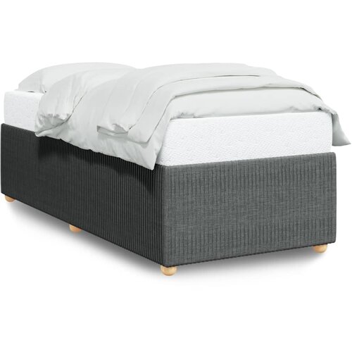 Maison Chic Posteljni okvir - Enojna postelja - Postelja za odrasle brez vzmetnice temno siv 100x200 cm blago-J7831, (21763230) Slike