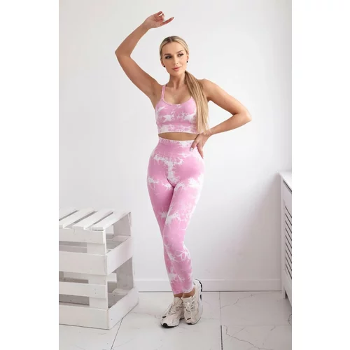 Kesi Women's Fitness Set Top + Push Up Leggings - Light Pink/Eco
