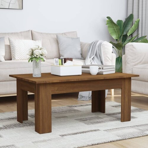 VidaXL Klubska mizica rjavi hrast 100x60x42 cm inženirski les Slike