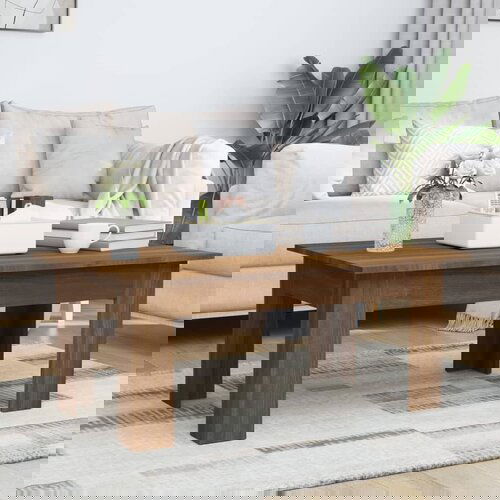 VidaXL Stolić za kavu boja smeđeg hrasta 100x60x42cm konstruirano drvo Slike