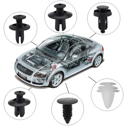  Set kopči i žabica za auto, plastika, crni Cene