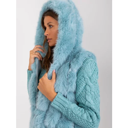 Fashion Hunters Mint fur vest with hood