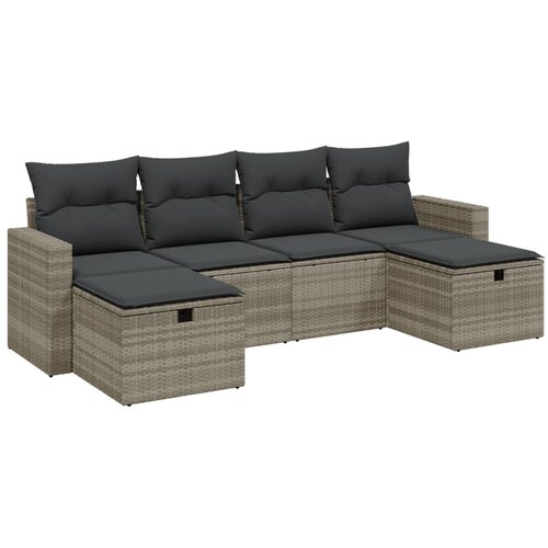  6-dijelni set vrtnih sofa od poliratana s jastucima svjetlosivi Slike