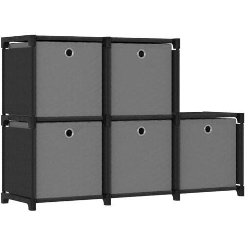 The Living Store Regal s 5 &amp;scaron;katlami črn 103x30x72,5 cm blago - Razstavna Polica, (21554518) Slike