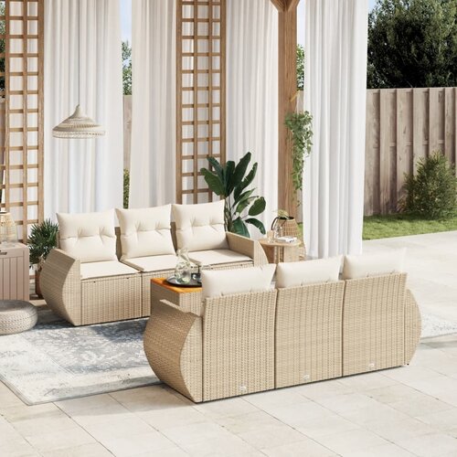  7-dijelni set vrtnih sofa od poliratana s jastucima bež 70 x 62 x 69 cm Cene