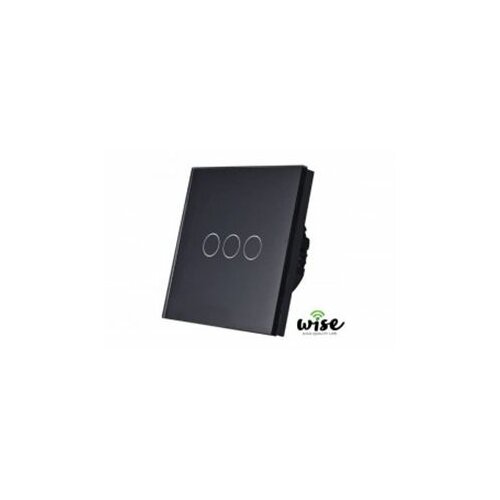 Wise wifi + RF prekidac (naizmenicni) stakleni panel, 3 tastera crni WPRF023 Slike