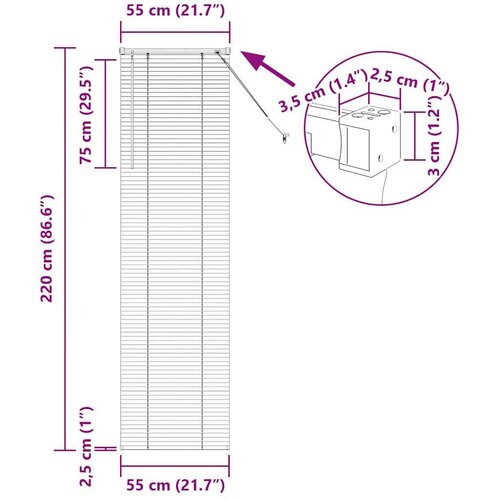 VidaXL Zavjesa za prozor sa zavjesama Ostalo Tamnosiva 80 x 130 cm Aluminij Slike