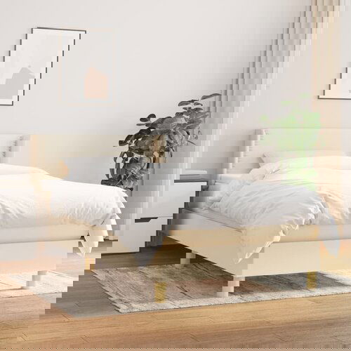 VidaXL Box spring postelja z vzmetnico krem 100x200 cm blago Slike