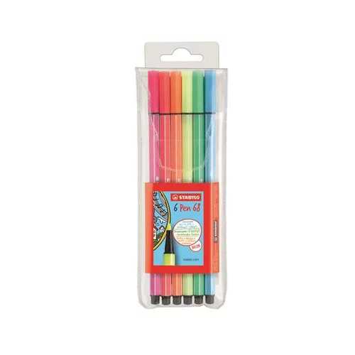 Stabilo Pen 68, komplet s 6 neon barvami