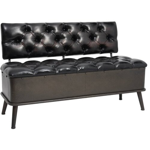 The Living Store Klop za shranjevanje z naslonjalom 110 cm črno umetno usnje - Klop S Prostorom Za Shranjevanje, (21486000) Cene