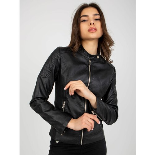 Fashion Hunters Women's black leatherette jacket Slike