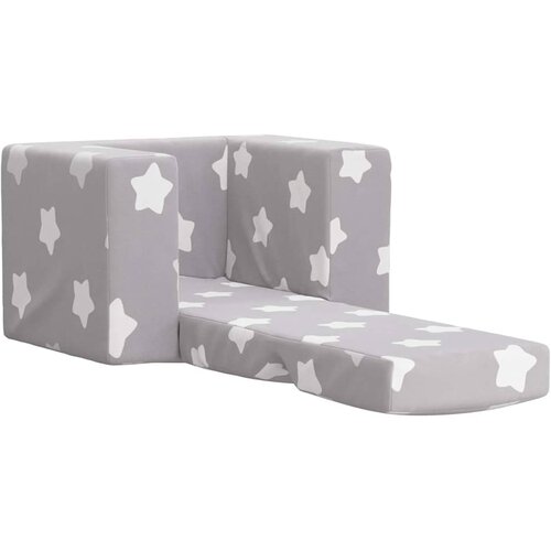  Dječji kauč na razvlačenje svjetlosivi sa zvijezdama pli&amp;scaron;ani Siva Sofa Slike